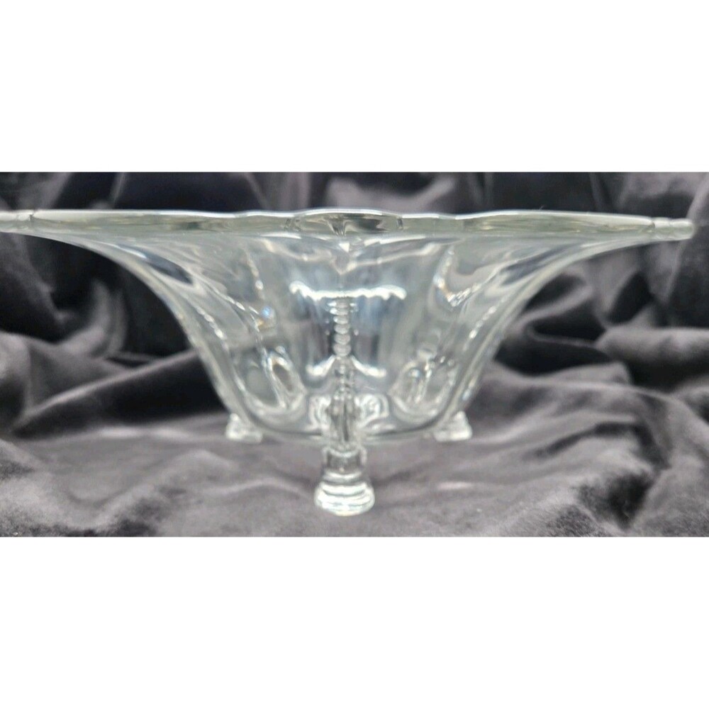 VTG Heisey Clear Glass 11" Dolphin Footed Bowl Empress/Queen Anne Blank